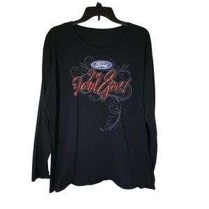 FORD  Women's plus size 2X Black with "I'm a Ford Girl" graphic long sleeve tee